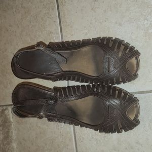 Michael Kors Vintage Brown Leather Wooden Heel